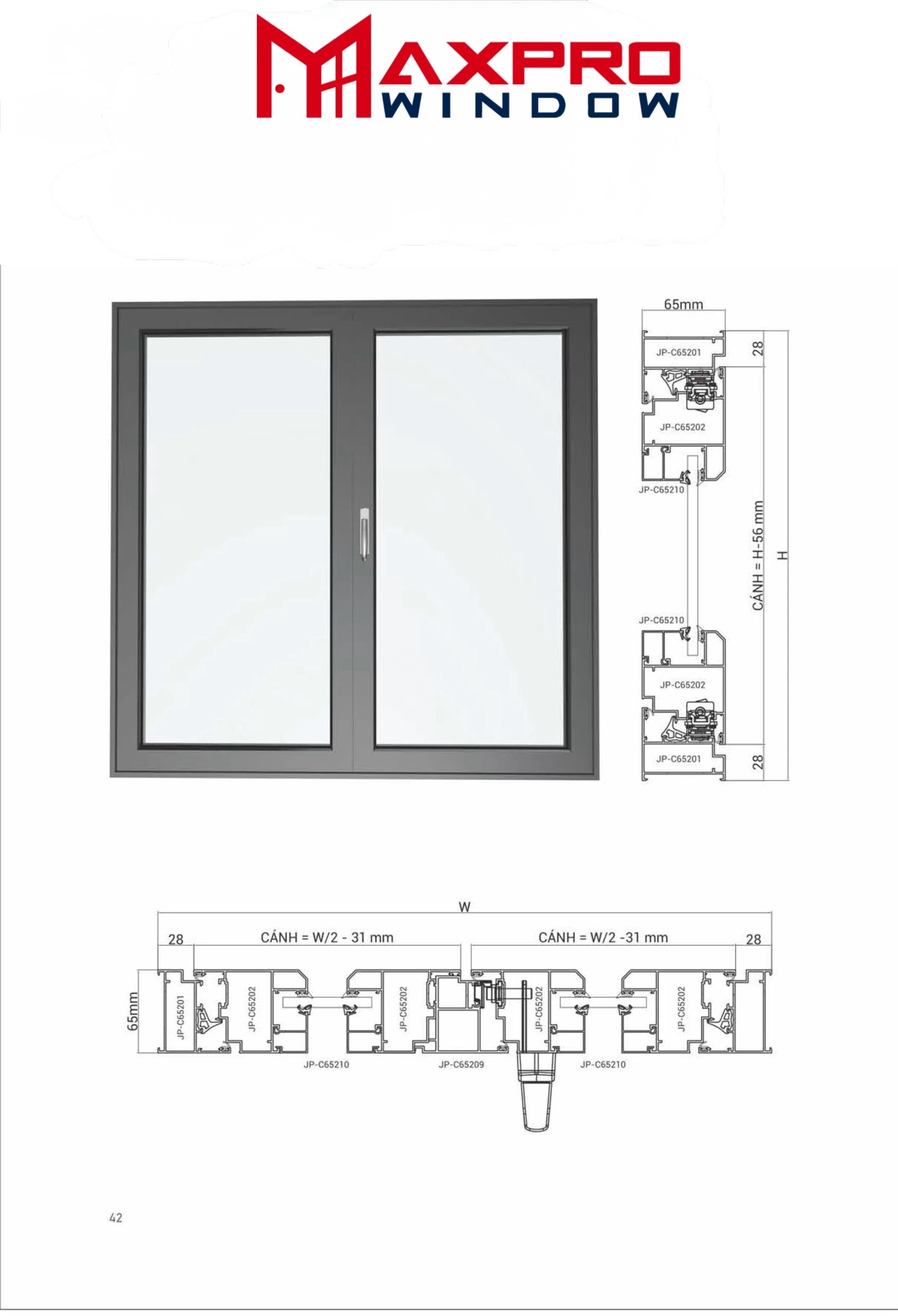 Báo giá Vách kính cố định hệ 65 Plus