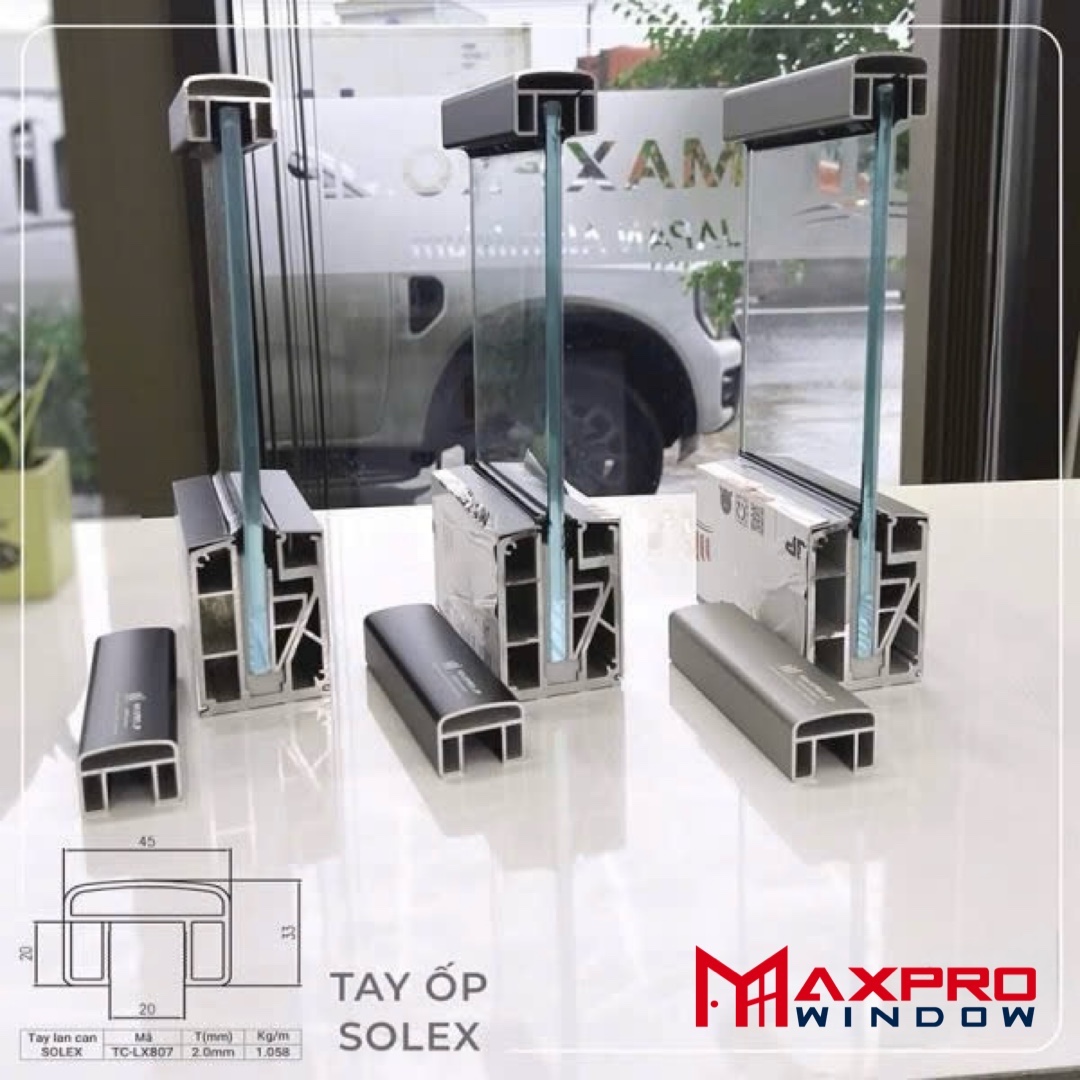 Tay Vịn Cầu Thang Lan Can Nhôm Maxpro - Không Trị Tay Ốp Solex