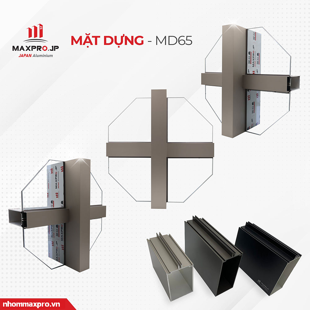 NHÔM MAXPRO HỆ 65 MẶT DỰNG