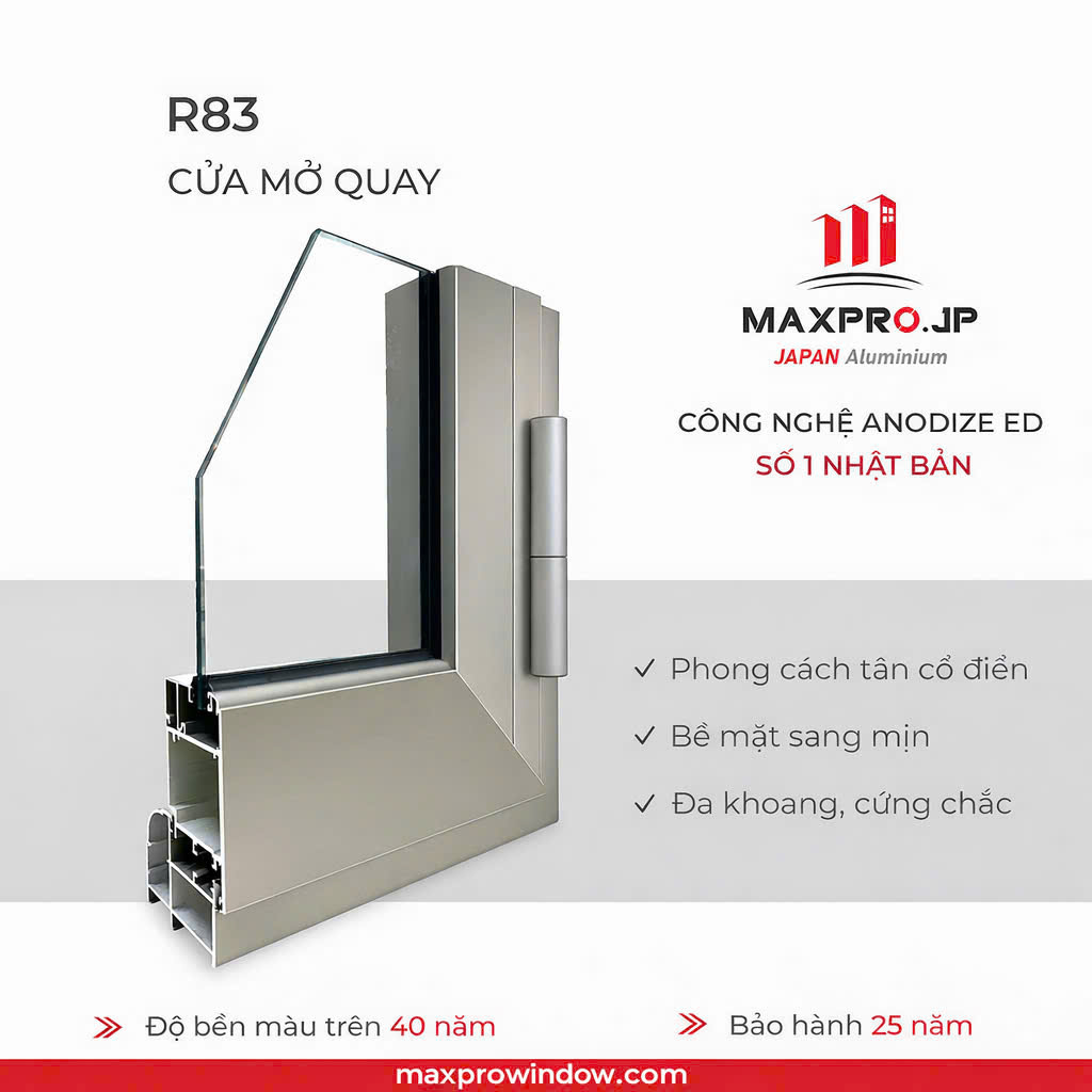 Hệ Maxpro 83 chuyên cho cửa uốn vòm tân cổ điển
