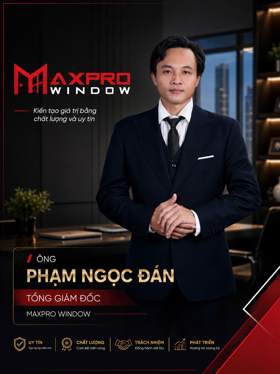 Ông Phạm Ngọc Đán là Tổng Giám đốc Công ty TNHH Maxpro Window (đơn vị chuyên sản xuất và triển khai hệ cửa nhôm cao cấp như hệ ALVERO).