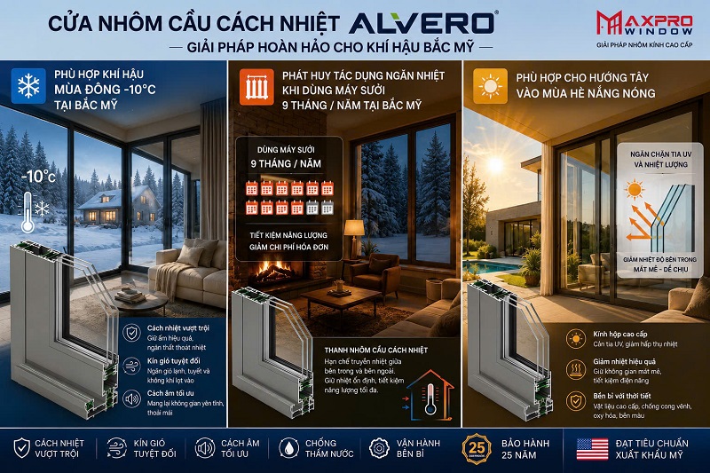 cửa nhôm cầu cách nhiệt xuất khẩu qua Mỹ